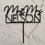 Custom Mr & Mrs Name Wedding Cake Topper - Nelson
