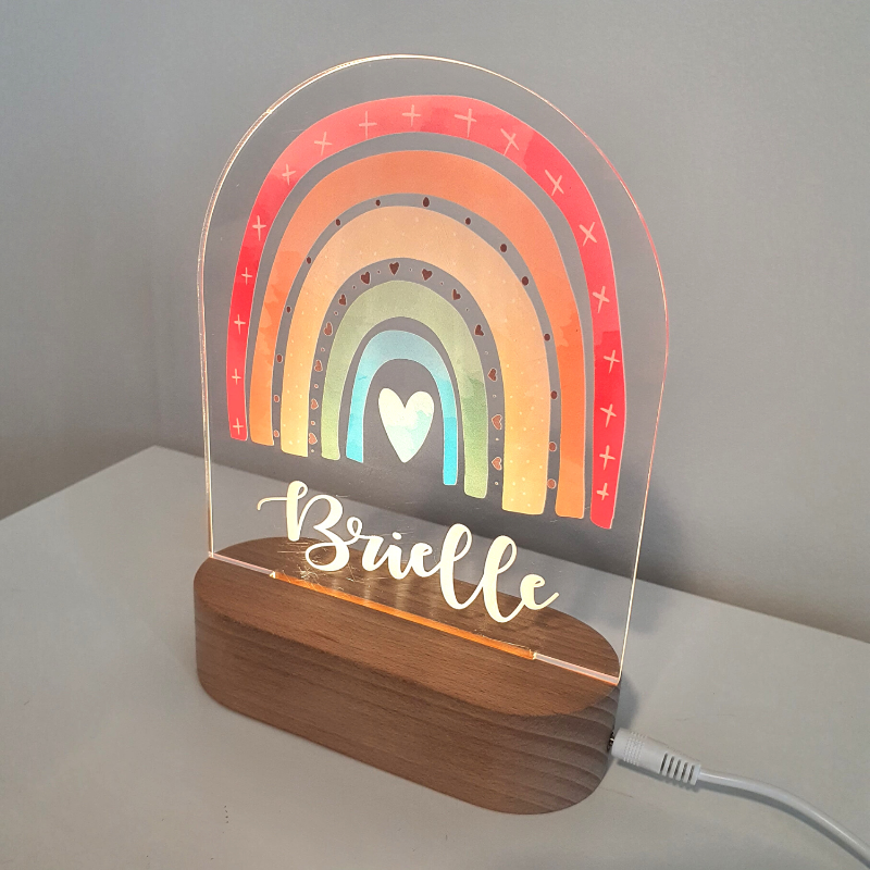 Personalised Gifts Night Light for Kids - Printed Bright Rainbow