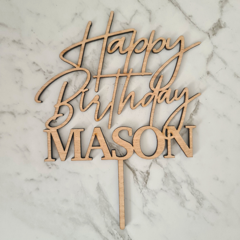 Custom Happy Birthday Cake Topper - Mason
