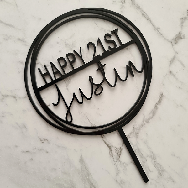 Custom Happy Birthday Cake Topper - Justin