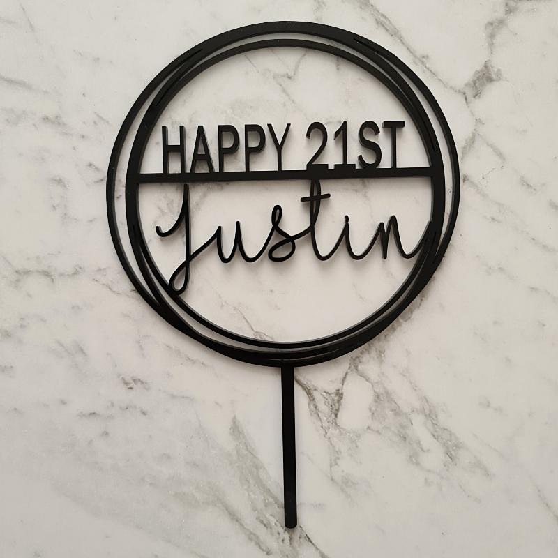 Custom Happy Birthday Cake Topper - Justin