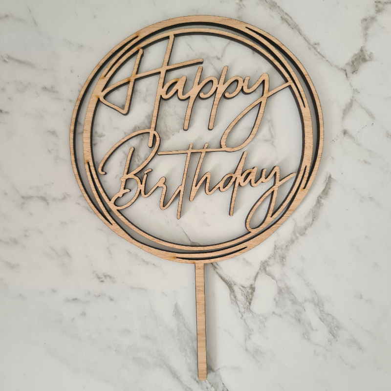 Happy Birthday Cake Topper - Circles