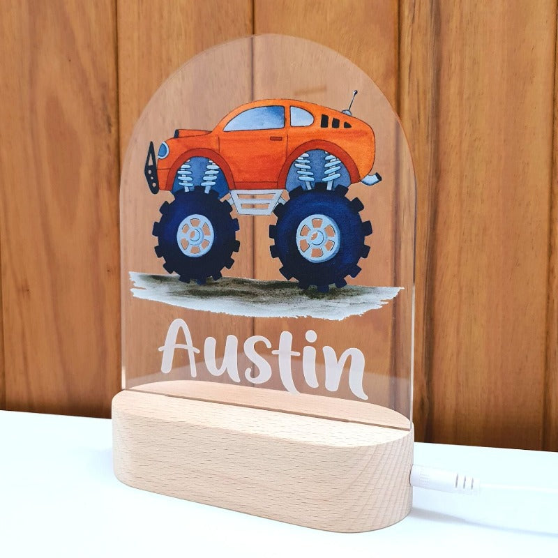 Personalised Gifts Night Light for Kids Printed Monster Truck