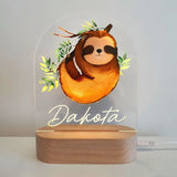 Personalised Gifts Night Light for Kids - Printed Sloth