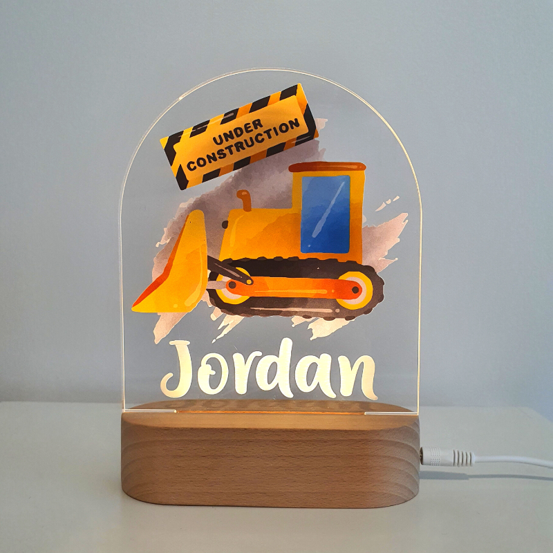 Personalised Gifts Night Light for Kids - Printed Digger