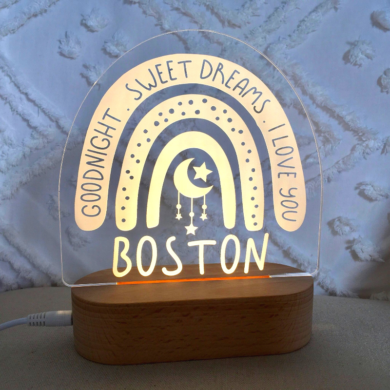 Personalised Kids Night Light - Sweet Dreams Rainbow