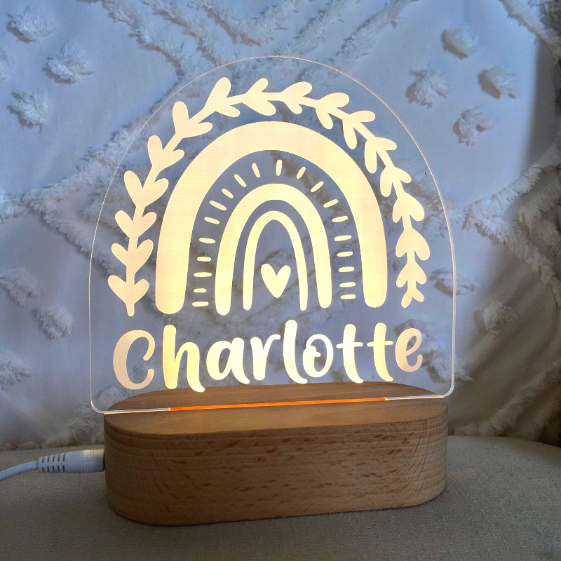 Personalised Kids Night Light - Flourish Rainbow