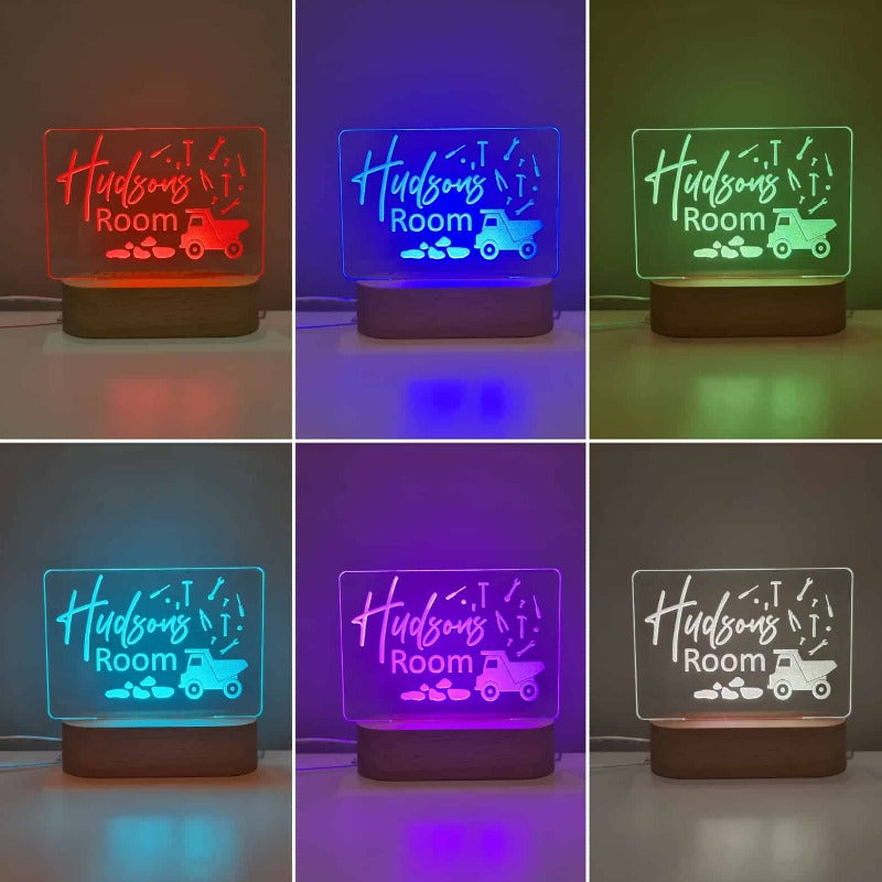 Personalised Baby Night Light Truck Love Lottie xoxo