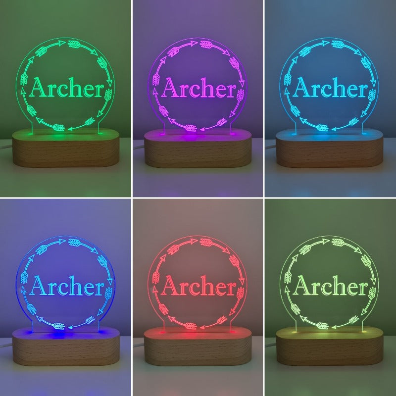 Nursery Decor Night Light Custom Name Arrow