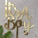 It's A Boy Acrylic Gold Mirror Baby Shower Cake Topper