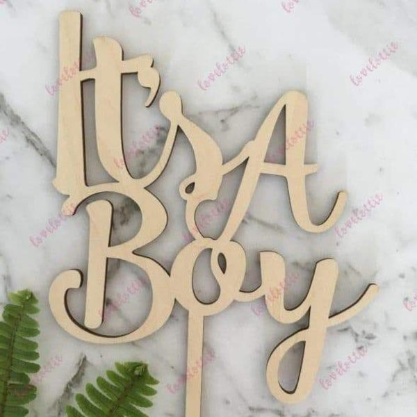 It's A Boy Rustic Wood Baby Shower Cake Topper