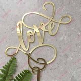 Love (swirl) Acrylic Gold Mirror Engagement Wedding Cake Topper