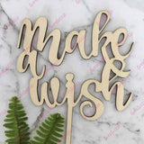 Make A Wish Rustic Wood Birthday Party Cake Topper
