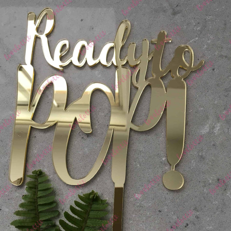 Ready To Pop Acrylic Gold Mirror Baby Shower Cake Topper