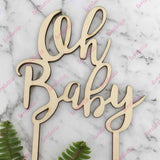 Oh Baby Rustic Wood Baby Shower Cake Topper