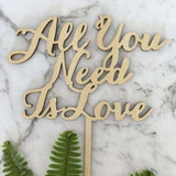 All You Need Is Love Rustic Wood Wedding Engagement Cake Topper