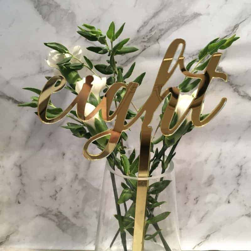 Gold Table Numbers 1 - 20 Mirror Acrylic