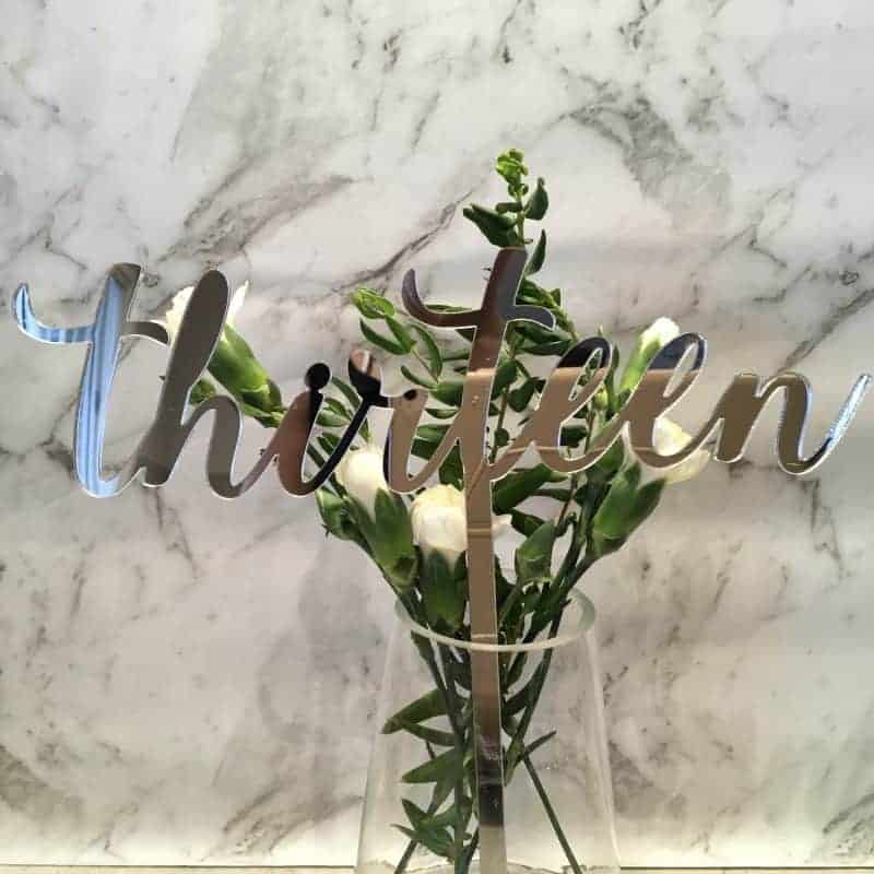 Silver Table Numbers 1 – 20 Mirror Acrylic