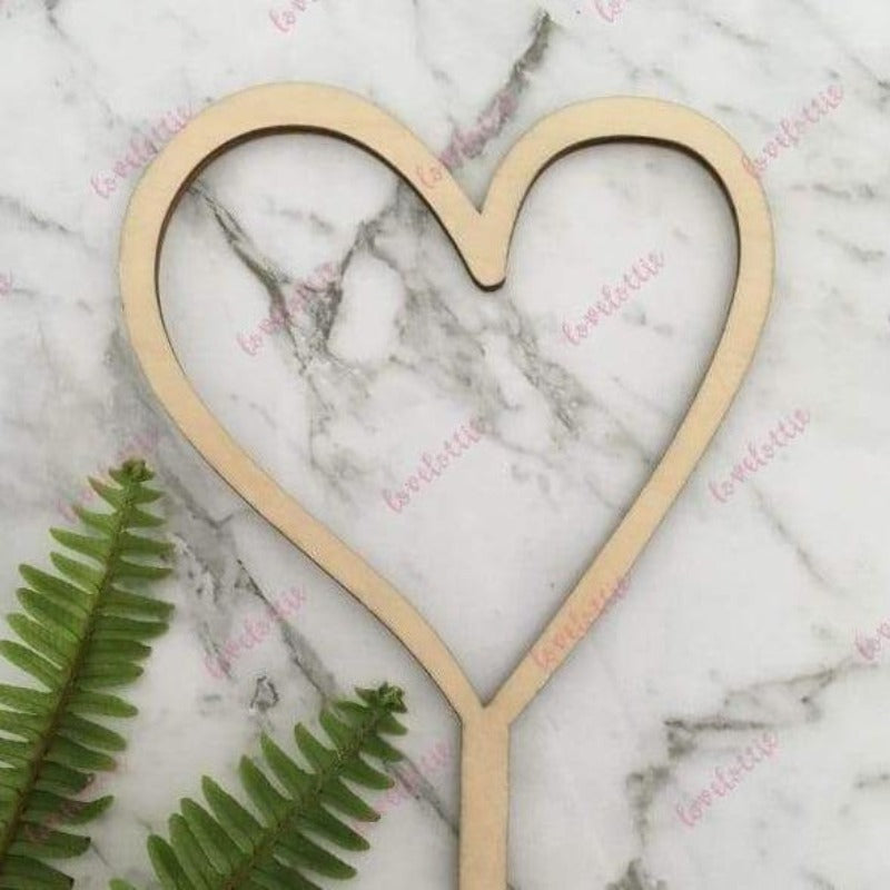Heart Rustic Wood Wedding Love Engagement Cake Topper