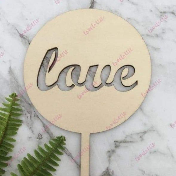 Love Rustic Wood Round Wedding Engagement Cake Topper