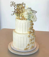 Happily Ever After Acrylic Gold Mirror Engagement Wedding Cake Topper