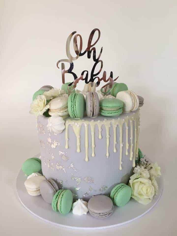 Oh Baby Acrylic Silver Mirror Baby Shower Cake Topper