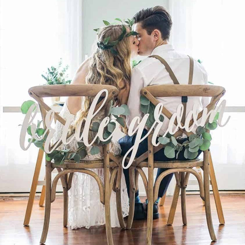 Bride Groom Large Hanging Acrylic Chair Sign Wedding Decoration