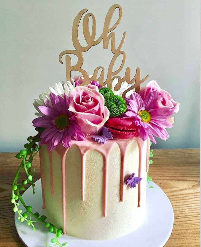 Oh Baby Rustic Wood Baby Shower Cake Topper
