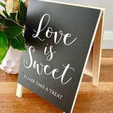 Rustic Love Is Sweet Wedding Sign - Blackboard Chalkboard Easel Decoration