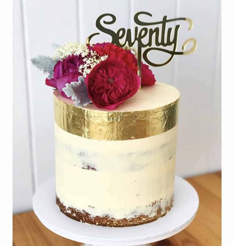 Seventy Acrylic Gold Mirror 70th Birthday Cake Topper
