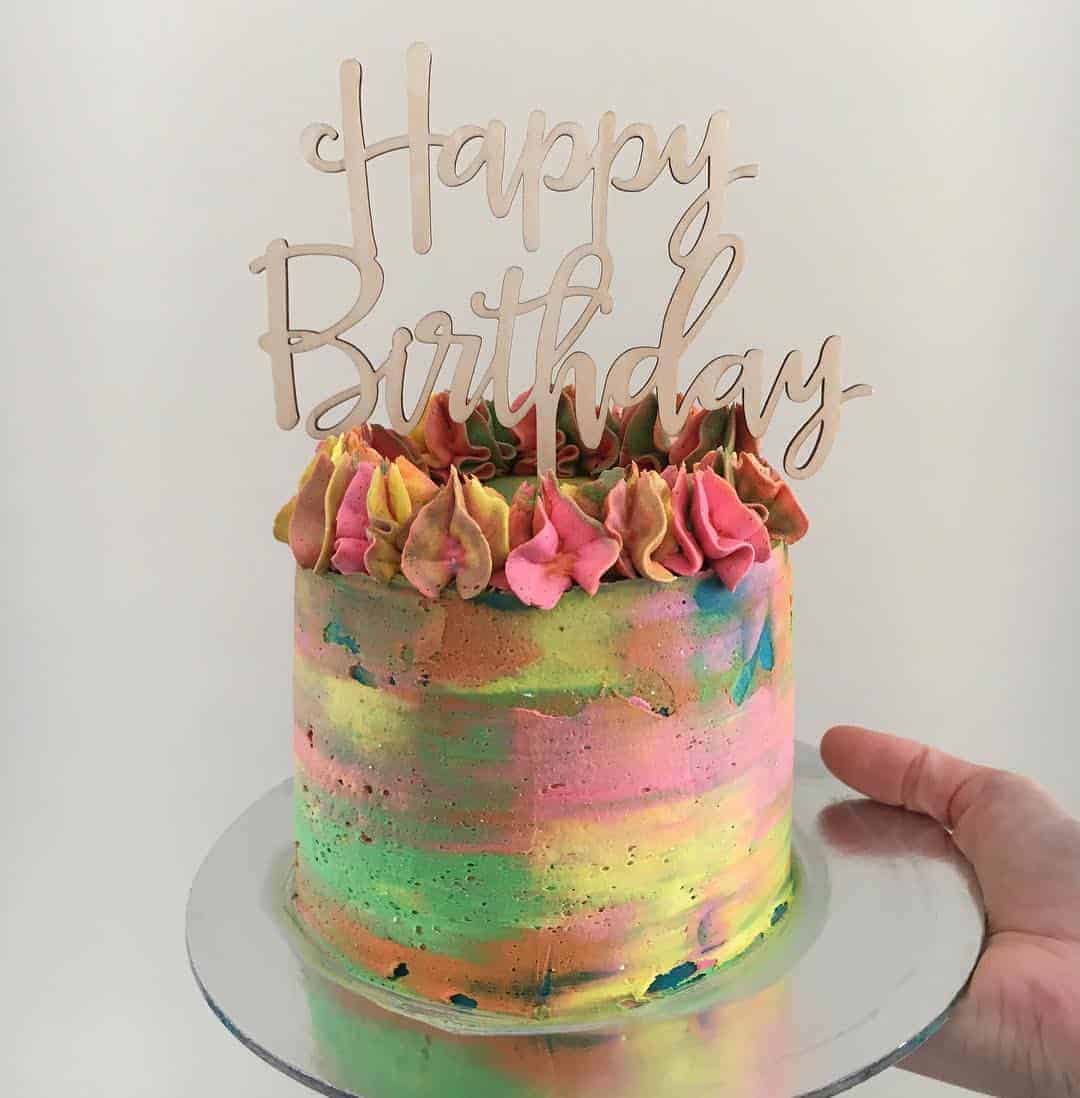 Happy Birthday Rustic Wood Birthday Party Cake Topper