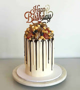 Happy Birthday Swirl Acrylic Gold Mirror Birthday Party Cake Topper