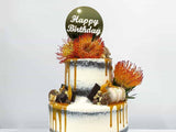 Happy Birthday Acrylic Gold Mirror Round Cake Topper