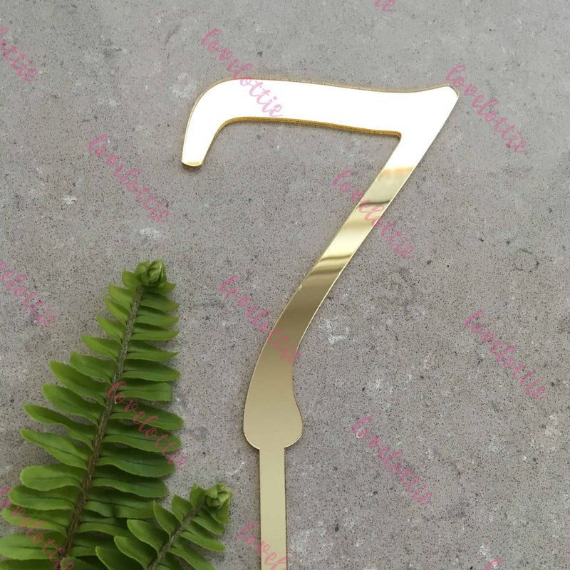 Number 7 Acrylic Gold Mirror Birthday Cake Topper