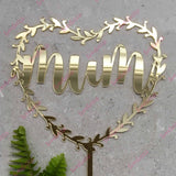 Mum Heart Halo Acrylic Gold Mirror Cake Topper Mothers Day