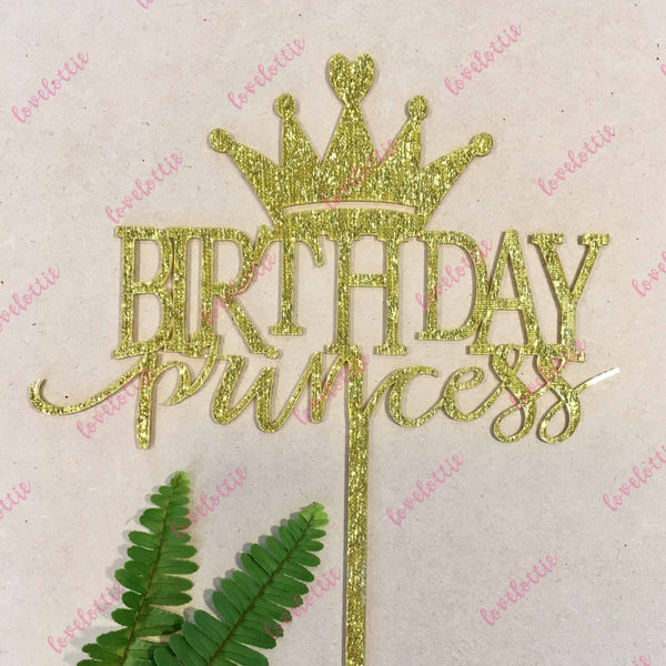 Birthday Princess Gold Glitter Acrylic Brithday Cake Topper