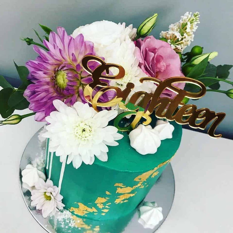Eighteen Acrylic Gold Mirror 18th Birthday Cake Topper