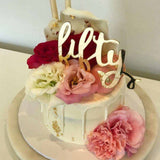 Fifty Acrylic Gold Mirror 50th Birthday Cake Topper