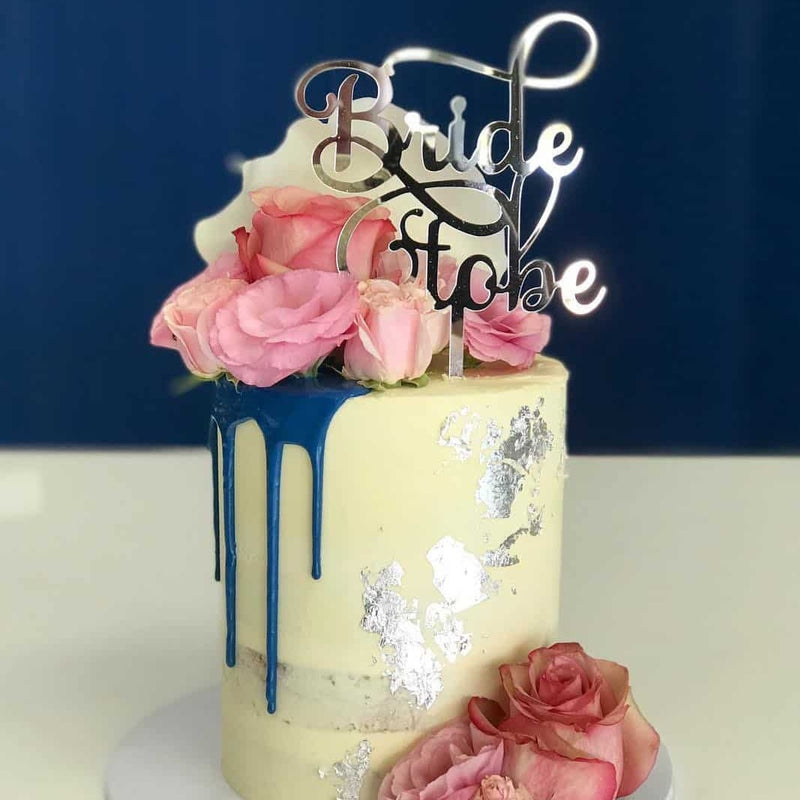 Bride To Be Acrylic Silver Mirror Bridal Shower Cake Topper