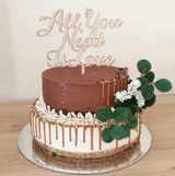 All You Need Is Love Rustic Wood Wedding Engagement Cake Topper