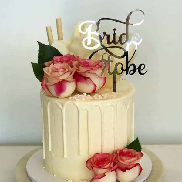 Bride To Be Acrylic Gold Mirror Bridal Shower Cake Topper