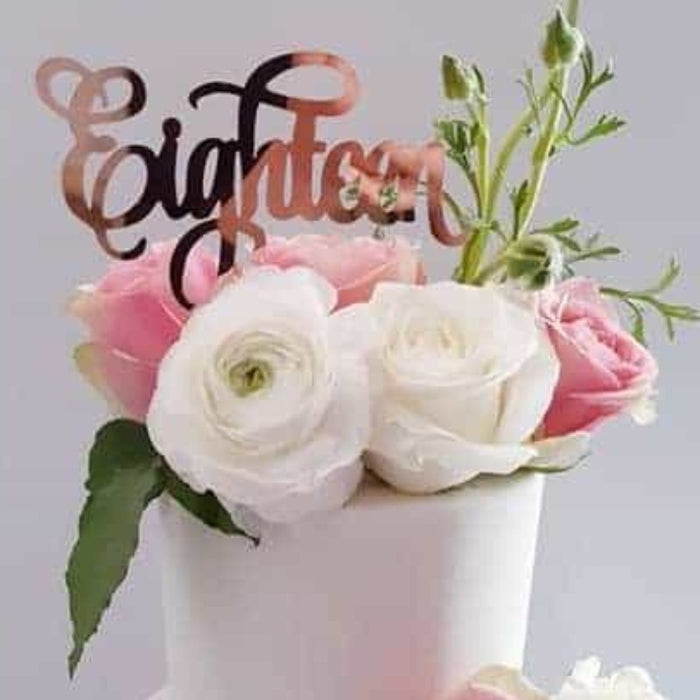 Eighteen Acrylic Rose Gold Mirror 18th Birthday Cake Topper
