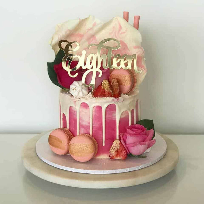 Eighteen Acrylic Gold Mirror 18th Birthday Cake Topper