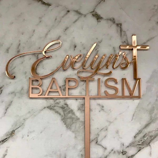Custom Name Baptism Cake Topper Style Evelyn