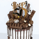 Happy 60th Birthday Cake Topper Acrylic Gold Mirror