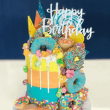 Happy Birthday Acrylic White Gloss Birthday Party Cake Topper