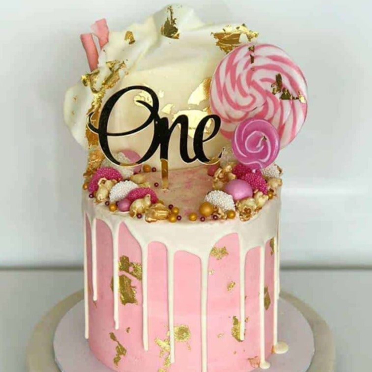 One Acrylic Gold Mirror Cake Topper For First 1st Birthday