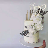 Sixty Swirl Acrylic Gold Mirror 60th Birthday Cake Topper