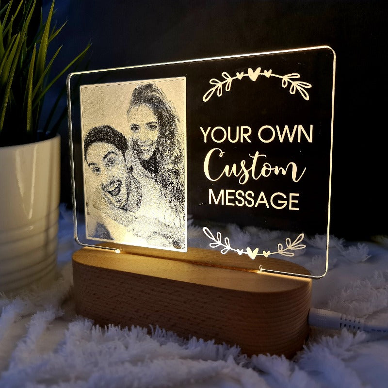 Valentine's Day Personalised Photo Light - Custom Message