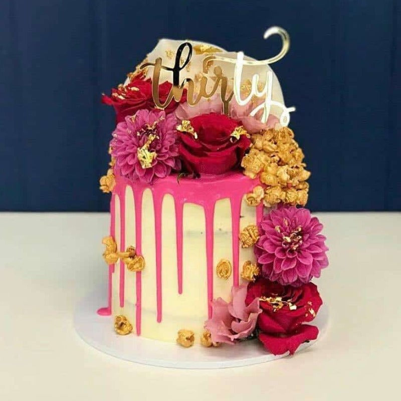 Thirty Acrylic Gold Mirror 30th Birthday Cake Topper